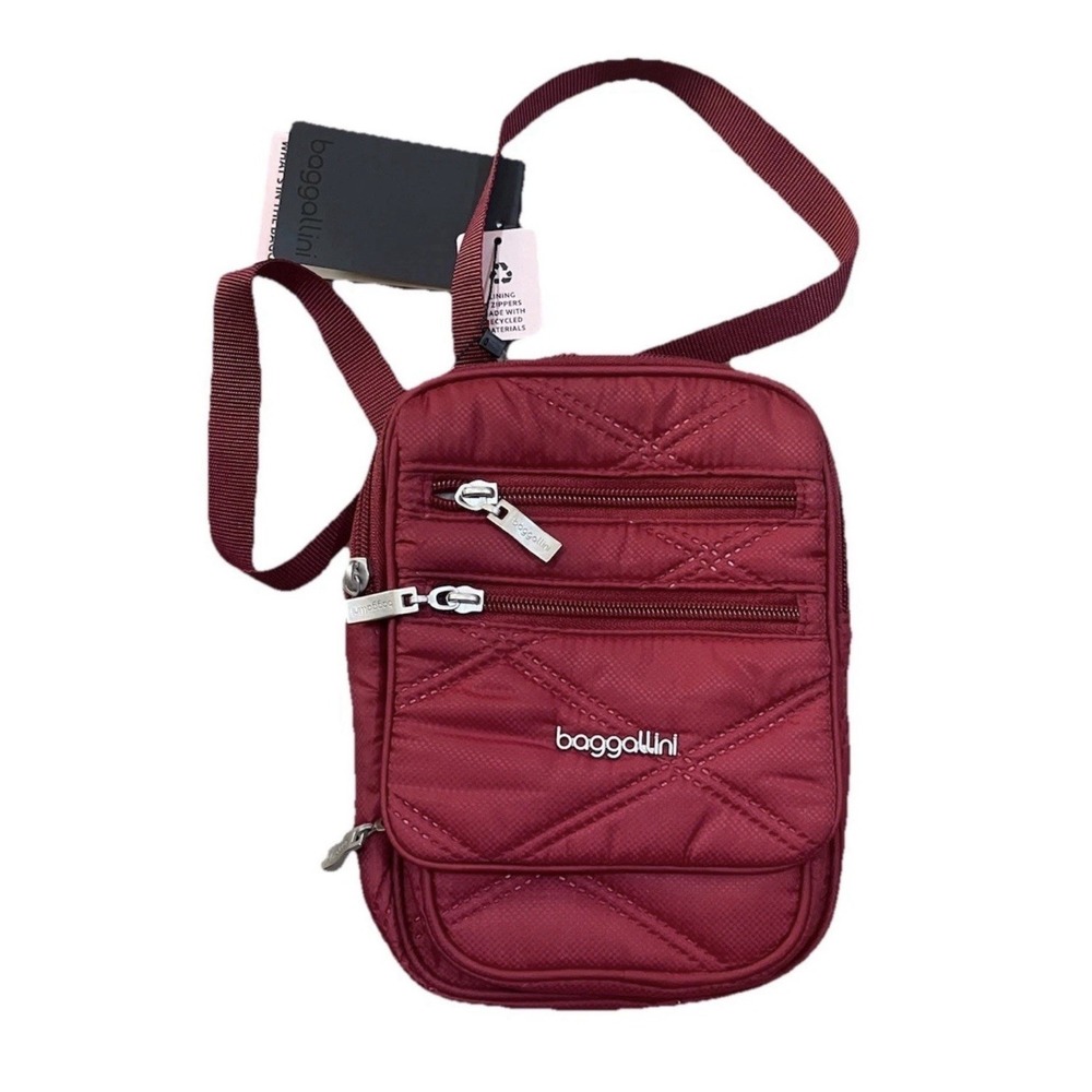 BAGGALLINI RFID Journey Crossbody Bag‎ JOU878B0287 RED/GREY LINING NWT